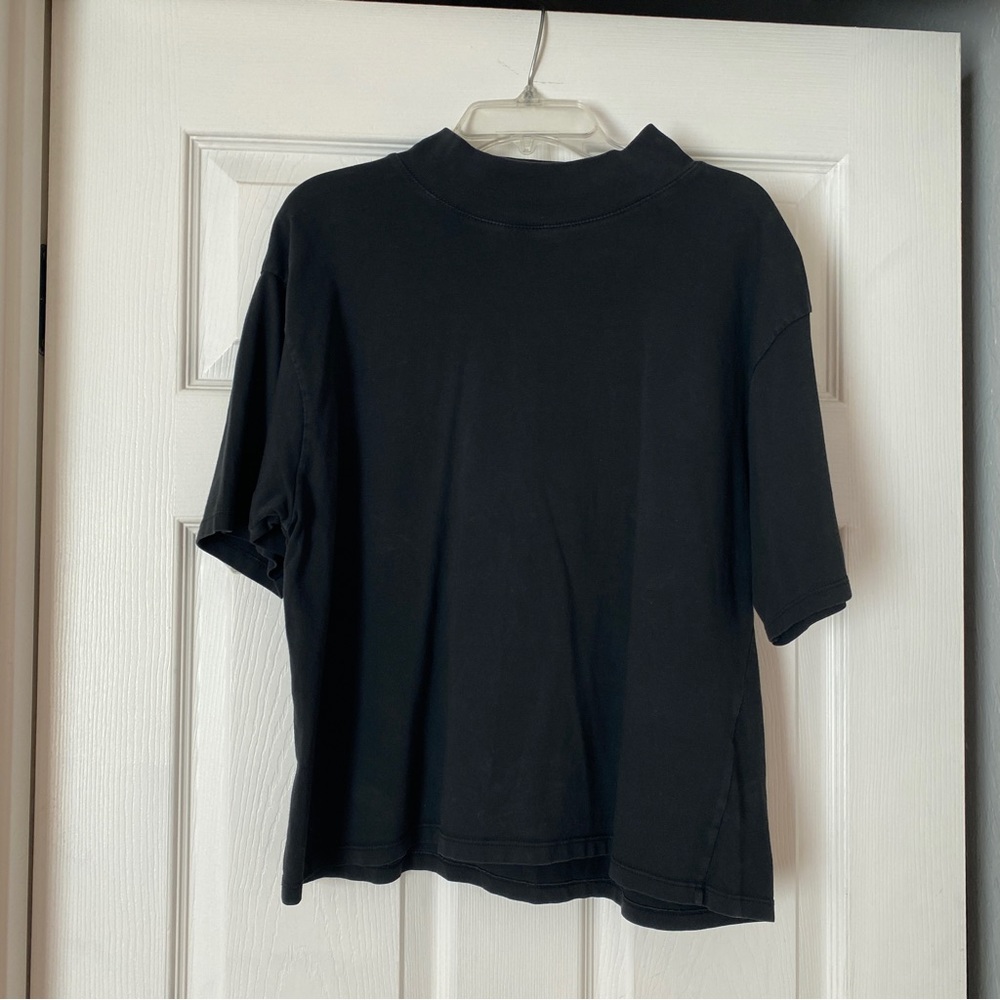 Brandy Melville Black Mock Turtleneck Short Sleeve T-Shirt Shirt Top